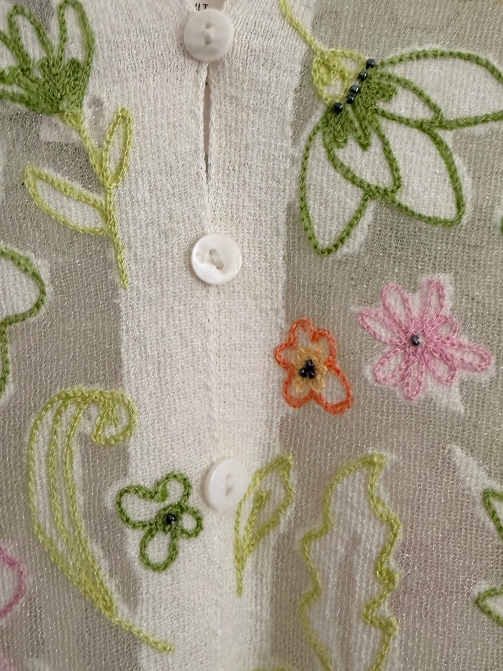 Sigrid Olsen White Floral Embroidered Button-Front Top - Picture 2 of 7